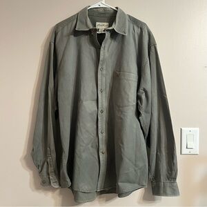 Eddie Bauer Green/Gray Collared Work Shirt Size Large